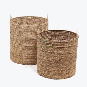 Sturdy Natural Water Hyacinth Bins Handles Colorful Classic Eco-Friendly Woven <b>Wicker</b> Toy Storage <b>Baskets</b> Bulk Storage <b>Laundry</b> - Product Image 1