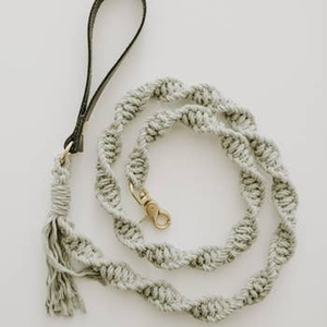 Haute qualité bleu tricoté à la main macramé collier de chien laisse confortable Durable dentelle décoration en acier inoxydable matériel pour chiens - Product Image 2