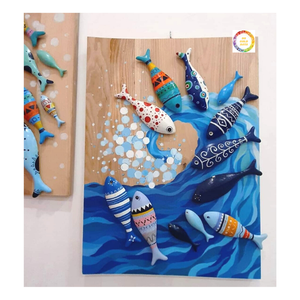 3D Wooden Carved Wooden Fish - Unpainted Wooden Fish for Coloring Design - Painted Wooden Fish for Home Decoration - Product Image 3