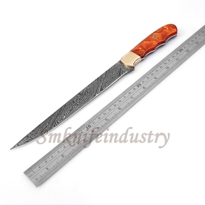 13 Inches New Style Custom Hand Forged Damascus Fillet Chef knife With leather Sheath cover (smk1640) - Product Image 5