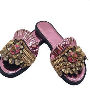 New Arrival Ethnic Bohemian Coin Beaded Platform <b>Sandals</b> Women Traditional Fashion Trend Anti-Slip Party Wear Home Slippers - Product Image 4