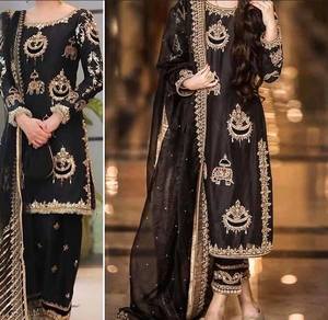 Stylish -Party-Wear Designer Indian/Pakistani embroidery work on Kurta with <b>Pant</b> dress for party/Wedding wear -2020 - Product Image 1