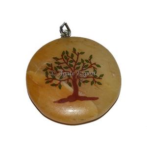 Pendentif en quartz doré avec motif d'arbre Pierre d'agate à 7 chakras pour la décoration de la maison Pendentif en pierre précieuse élégante Thérapie en pierre de chakra - Product Image 1