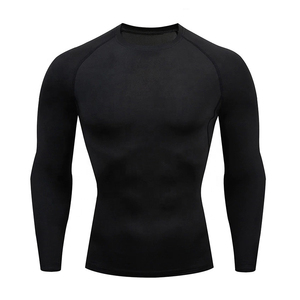 Chemise de sport à manches longues pour homme, noire, à séchage rapide, en polyester, pour adulte - Product Image 1