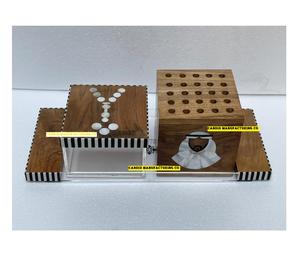 Bandeja acrílica de madera Caja de pañuelos hecha a mano con caja acrílica para una decoración perfecta para el hogar Quemador de madera - Product Image 3