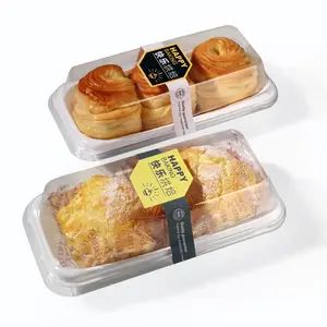宠物塑料长方形食品级糕点包装泡芙面包盒带盖