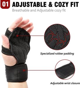 Guantes de levantamiento de pesas con espalda descubierta, guantes de alta calidad hechos a medida para entrenamiento deportivo y ejercicio, doble capa de Palma y agarre pesado - Product Image 3