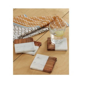 100% Wood and Marble Stone <b>coaster</b> for New Design Cup Luxury <b>Black</b> Marble <b>Coaster</b> Octagon Cup Mat for Drink - Product Image 1