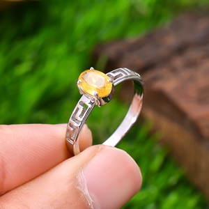 แหวนแฟชั่น92.5เงินสเตอร์ลิงขนาด2.2กรัมพลอยแซฟไฟร์สีเหลืองธรรมชาติรูปทรงรีสไตล์ทางศาสนาคุณภาพสูงสำหรับงานปาร์ตี้ - Product Image 3
