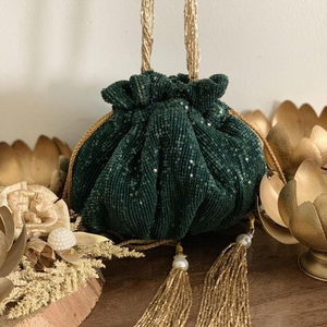 STYLISH---POTLI-BAG con hermoso HAND--EMBROIDERY--ON--BAGS de secuencia para fiesta y boda, 2021 - Product Image 1