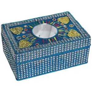 High Quality Original Lac Mirror Rectangular Stone Beaded Work Decorative Jewellery Box at Best Price in India