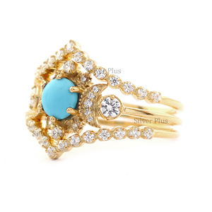 Anillo de compromiso único de oro amarillo de 14 quilates sólido con diamante turquesa real, joyería nupcial minimalista para boda, lote de joyería al por mayor - Product Image 1