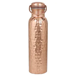 Exklusive 1000ml gehämmerte Kupfer wasser flasche mit Tragegriff Günstige Fancy Copper Wasser flasche Zum Verkauf