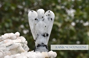 Ángel de piedra lunar de arcoíris, cristal curativo Natural de 2 pulgadas, piedra de Chakra Reiki - Product Image 4