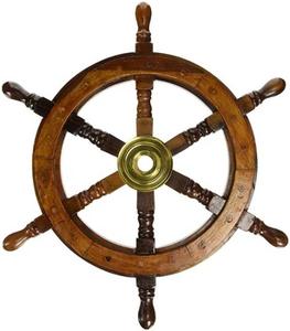 Technique de modèle de roue de bateau en bois de 18 \ "de décoration nautique à la maison - Product Image 5