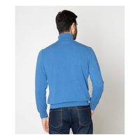 PAOLO NERO Fabriqué en Italie, fil de cachemire 100% de haute qualité, tricoté à la main, hiver, ODM, manches longues, col haut, bleu clair, durable, pour homme