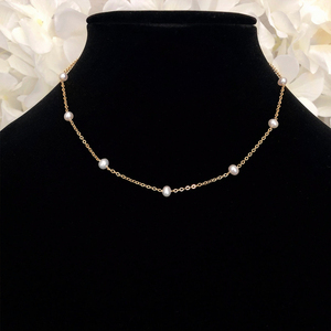 Colar de Pérolas de Água Doce Delicado para Mulheres, Colar Choker com Corrente em Ouro 14k, Joias para o Dia a Dia - Product Image 6