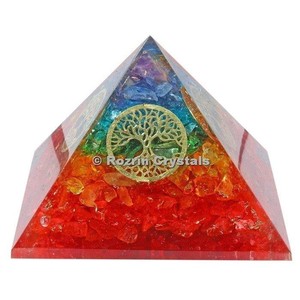 Rozrin <b>Crystals</b> 7 <b>Chakra</b> Pyramid <b>Set</b> with Gemstone Carving and Engraving for Love - Product Image 4