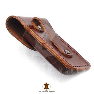 Funda de cuero de grano rico hecha a mano, Funda de cuero OEM para cuchillos de hoja plegables - Product Image 5