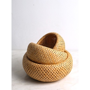Cestas de bambú redondas elegantes y adorables, cesta pequeña de bambú natural hecha a mano en Vietnam, gran oferta - Product Image 1