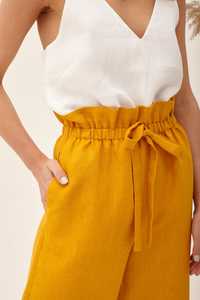 Vestido largo de lino para mujer, estilo crepé, cuello en V, sin mangas, color blanco y amarillo, a la moda, novedad de 2026 - Product Image 4