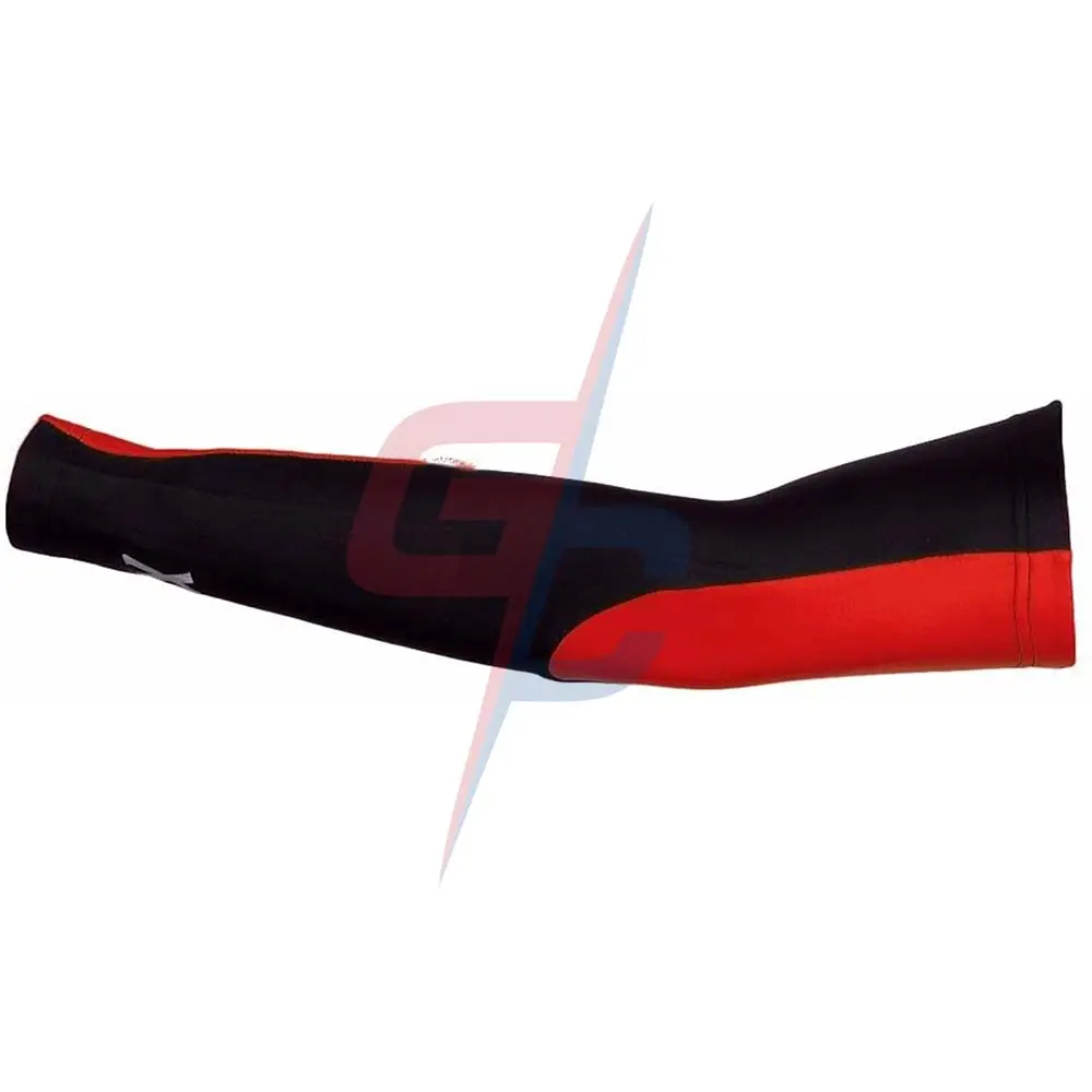 OEM Supplier Unisex Winter Cycling Running Super Thermal Fleece Arm Warmers UV Protection (Medium, Black Red)