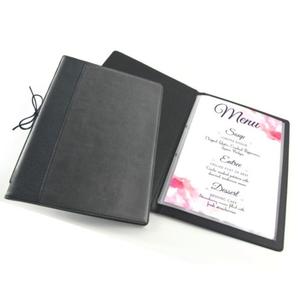 Cubierta plegable para menú Vista hecha a mano Cubierta de menú de cuero negro - Product Image 1