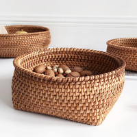 Vente flash - Paniers de rangement carrés en rotin vintage faits à la main, écologiques et multifonctionnels, paniers à fruits, plateaux de service Wintop