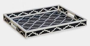 Bandeja Rectangular con Incrustaciones de Hueso de Diseño Geométrico, Perfecta para Servir en Casa, Hoteles y Restaurantes, Bandeja de Cocina con Incrustaciones de Hueso - Product Image 3