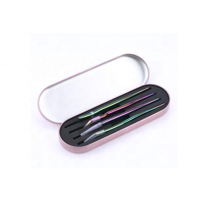 Rainbow Stainless Steel Anti-Static 10mm Eyelash Tweezers Set with Precision Smooth Tip for <b>Lash</b> Extension Tools - Product Image 5