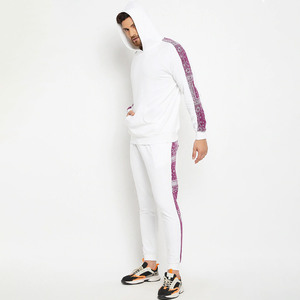 Conjunto de entrenamiento de rayas personalizadas para hombre, chaqueta con cremallera, pantalón de gimnasio, ropa deportiva para correr, chándales, venta al por mayor - Product Image 4