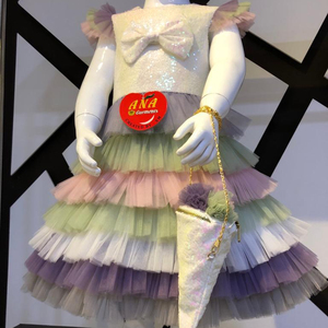 ชุดปาร์ตี้สำหรับเด็กผ้าซาตินมีสไตล์ใหม่พร้อมกระเป๋าใส่ไอศกรีมดีไซน์ทันสมัยนอกจากนี้คอลเลกชันเครื่องแต่งกายสำหรับงานเลี้ยง - Product Image 4