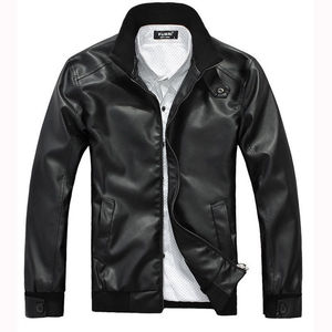 Men's Winter Jacket Fashionable Black Real Cowhide <b>Leather</b> Waterproof Custom Logo - Product Image 1