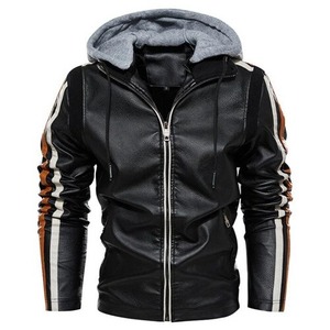 Geaca De Piele para hombre, chaqueta forrada De cuero con forro polar y cremallera, para invierno - Product Image 3