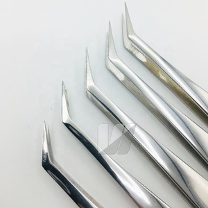 Pince à cils en acier inoxydable durable japonaise argentée professionnelle Logo personnalisé outil d'extension de cils de Volume de pointe pointue - Product Image 5