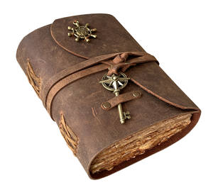 Customized Handmade A5 Journal Genuine Leather Designer Key Deckle Edge Papers Bound <b>Diary</b> Premium Quality Personalized Notebook - Product Image 1