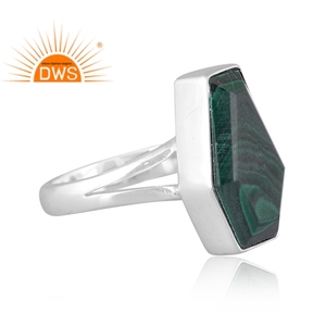 Latest Design Fine Sterling Silver Natural <b>Malachite</b> Gemstone Stackable Ring Jewelry Manufacturer - Product Image 3