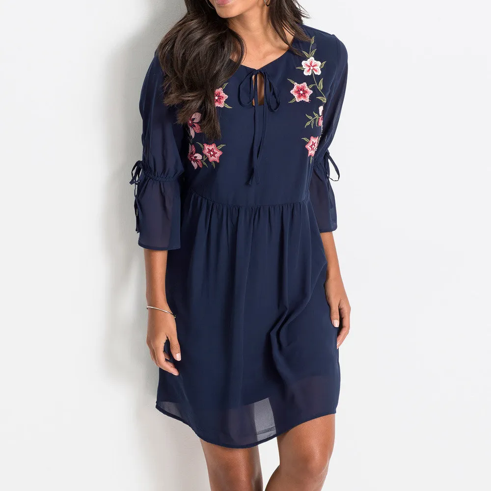 2020 Blus Bordir Wanita Motif Bunga Vintage Longgar Baju Atasan Linen Kantor Baju Wanita Desain Kustom Grosir Kain Musim Gugur Pelajar