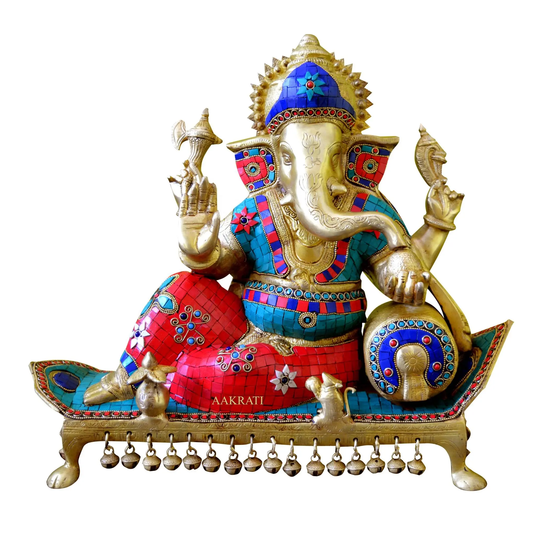 Escultura de latón de Ganesha sentado en el sofá, figura de Dios indio, estatua de Ganesha para decoración, adoración y decoración