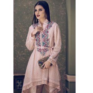 Kameez shalwar สำหรับเด็กผู้หญิงผิวดำ3ชิ้นชุดสูทลูกไม้ปักเลื่อมธรรมชาติสำหรับอินเดียฤดูร้อน - Product Image 3
