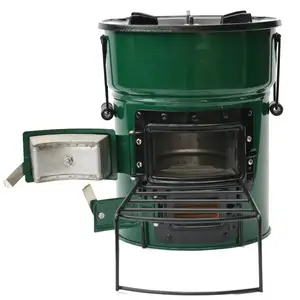 2 Doors Round Energy Saving Wood Burning Stove Rocket Stove Camp Stove