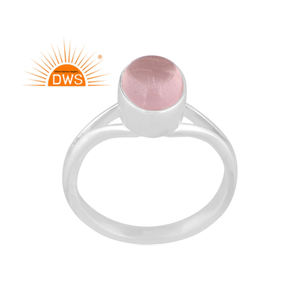 Newly Design 925 Fine Sterling Silver Natural Rose Quartz Gemstone <b>Split</b> Band <b>Ring</b> Jewelry Manufacturer - Product Image 1