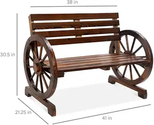Banco de rueda de Wagon de madera para patio trasero