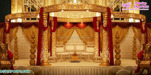 มณฑปงานแต่งงานแบบอินเดียสุดงดงาม โมเดิร์น สีทอง ทำจากไฟเบอร์กลาส สำหรับตกแต่งงานแต่งงาน ปรับแต่งสีและขนาดได้ ประกอบง่าย - Product Image 3