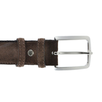 Ceinture en cuir suédé marron bordeaux 35 mm, boucle en alliage, fabriquée en Italie, boîte de 6 tailles assorties