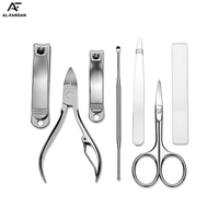 Ensemble d'outils à ongles de haute qualité de la marque AL FARDAN, 7 pièces, ciseaux en acier inoxydable personnalisés, kits de manucure et de pédicure personnalisés