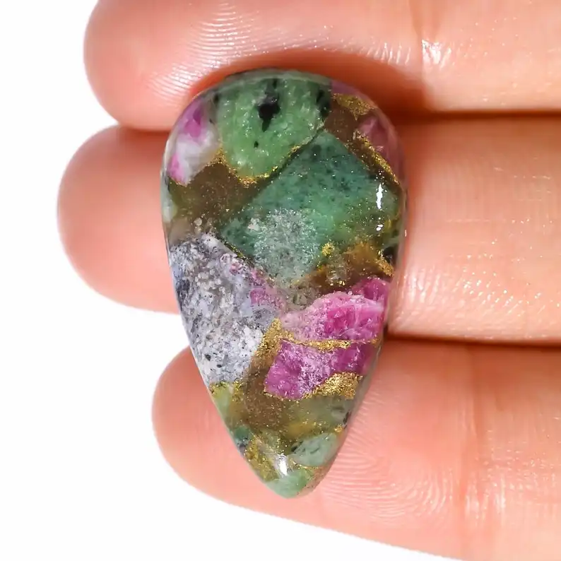 Accurate Ruby Zoisite Loose Cabochon Stone Well Polished Ruby Zoisite Gems Pear Cut Shape Natural Gemstone for Making Jewelry