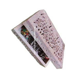 VAISHNAVI HANDICRAFTS GATEWAY <b>Indian</b> Handmade Natural Soap Stone Classic Jewelry Box Rectangle Shape for Valentine'S Day <b>Rings</b> - Product Image 1