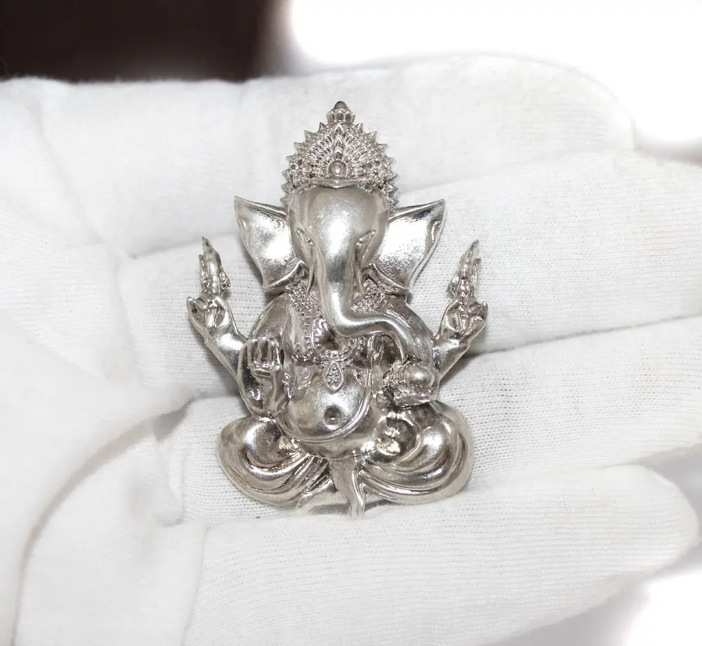 Perhiasan Liontin Berlapis Teroksidasi untuk Grosir Perak Murni India Dewa Ganesha Bentuk 925 Liontin Jimat Padat