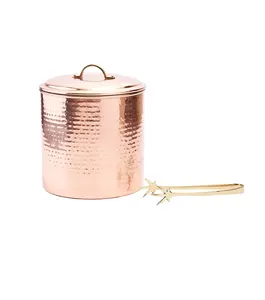 Best Quality Copper Beer Chilled Bucket with Ice Cube Spoon and Copper Lid for Medium Size Round Shape For Customized Sale